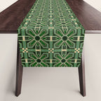 Art Deco Floral Tiles in Emerald Green and Faux Gold Table Runner Gallery Image 1