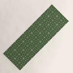 Art Deco Floral Tiles in Emerald Green and Faux Gold Yoga Mat Gallery Image 1