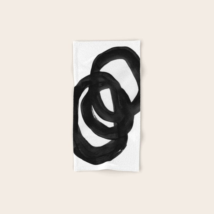 Black & White Minimalist Ink Tribal Mid Century Pattern Dark Painting Pattern Towels Gallery Image 1