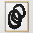 Black & White Minimalist Ink Tribal Mid Century Pattern Dark Painting Pattern Serving Tray Gallery Image 1