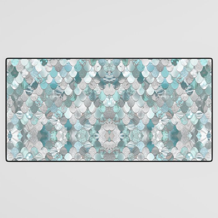Mermaid Aqua and Grey Desk Mat Gallery Image 3