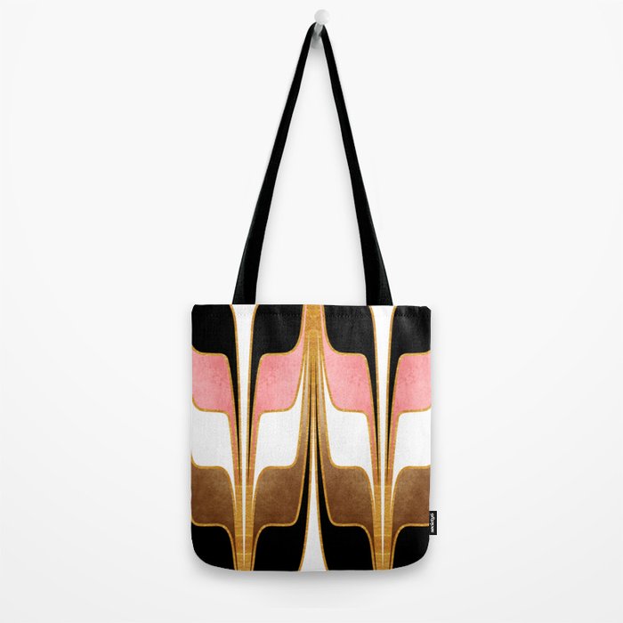 Mid Century Modern Liquid Watercolor Abstract / Faux Gold, Blush Pink, Brown, Black, White / V1 Tote Bag Gallery Image 2