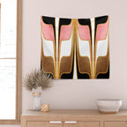 Mid Century Modern Liquid Watercolor Abstract / Faux Gold, Blush Pink, Brown, Black, White / V1 Wall Tapestry Gallery Image 2
