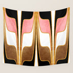 Mid Century Modern Liquid Watercolor Abstract / Faux Gold, Blush Pink, Brown, Black, White / V1 Wall Tapestry Gallery Image 4