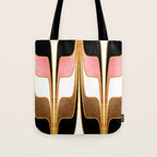 Mid Century Modern Liquid Watercolor Abstract / Faux Gold, Blush Pink, Brown, Black, White / V1 Tote Bag Gallery Image 1