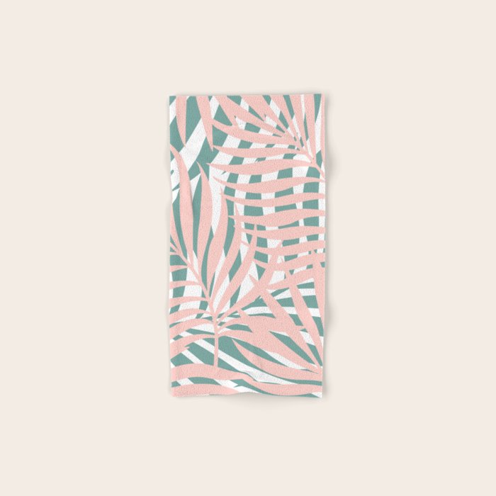 Summer, Tropical Green and Pink, Palm Leaves Pattern Towels Gallery Image 1