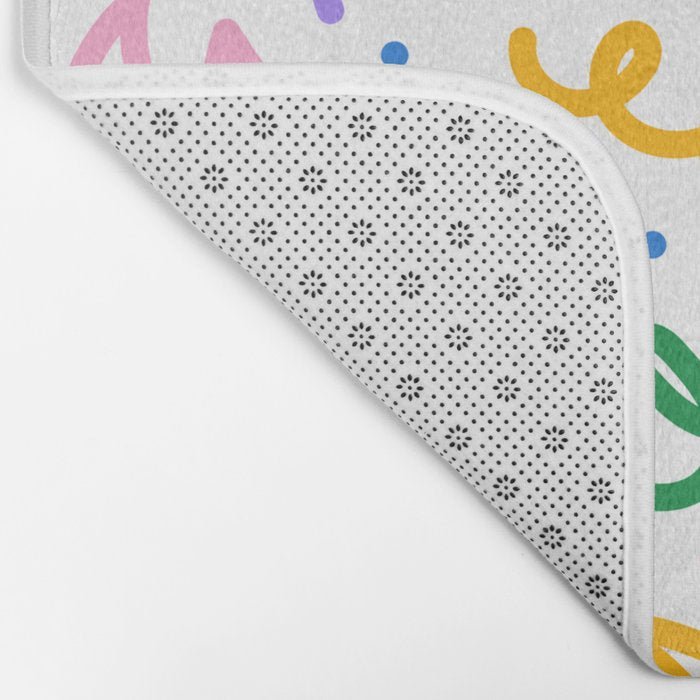 Colorful fun line doodle art pattern Bath Mat Gallery Image 2