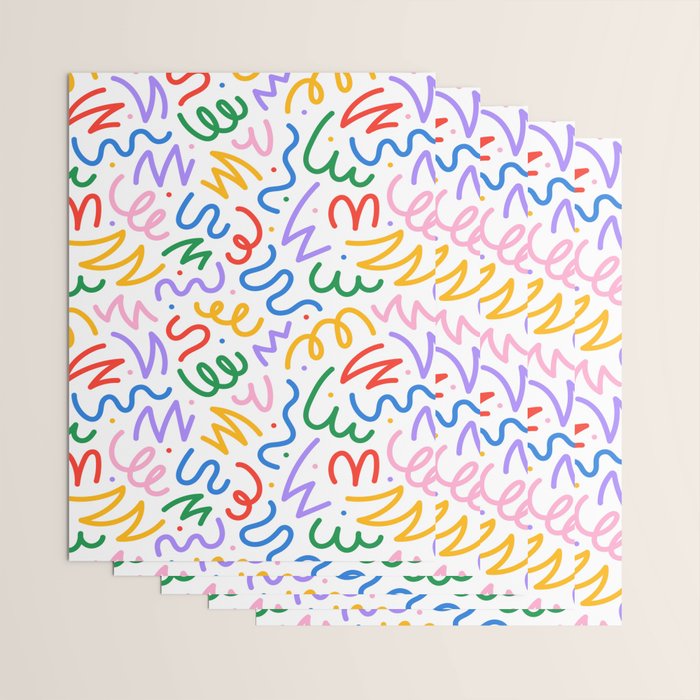 Colorful fun line doodle art pattern Wrapping Paper Gallery Image 3