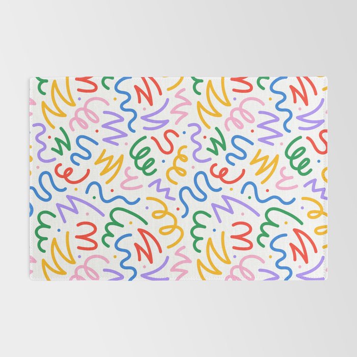 Colorful fun line doodle art pattern Rug Gallery Image 2