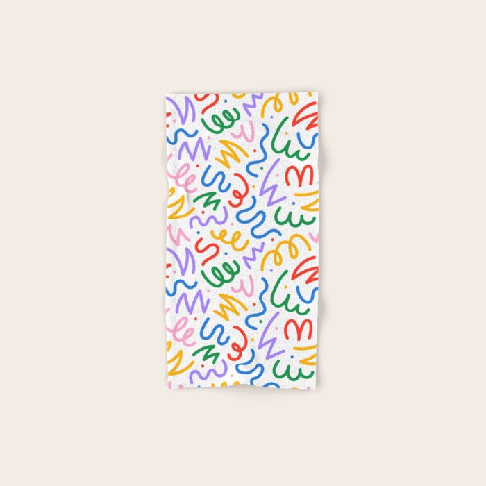 Colorful fun line doodle art pattern Bath Towel Gallery Image 1