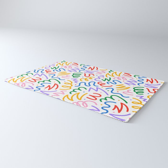 Colorful fun line doodle art pattern Rug Gallery Image 3