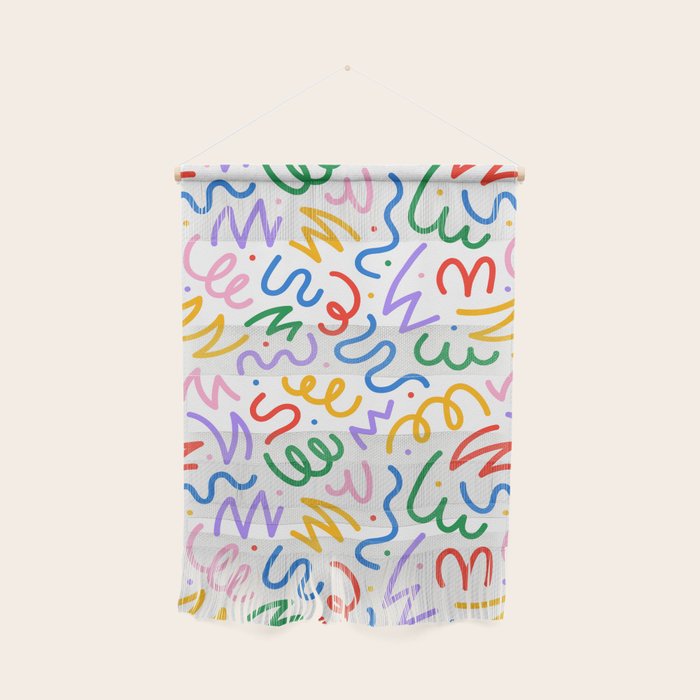 Colorful fun line doodle art pattern Wall Hanging Gallery Image 1