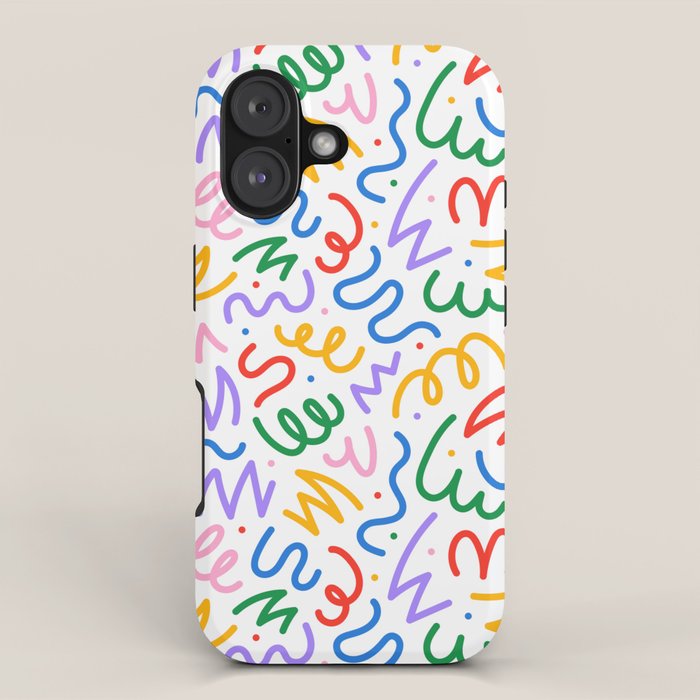 Colorful fun line doodle art pattern iPhone Case Gallery Image 1