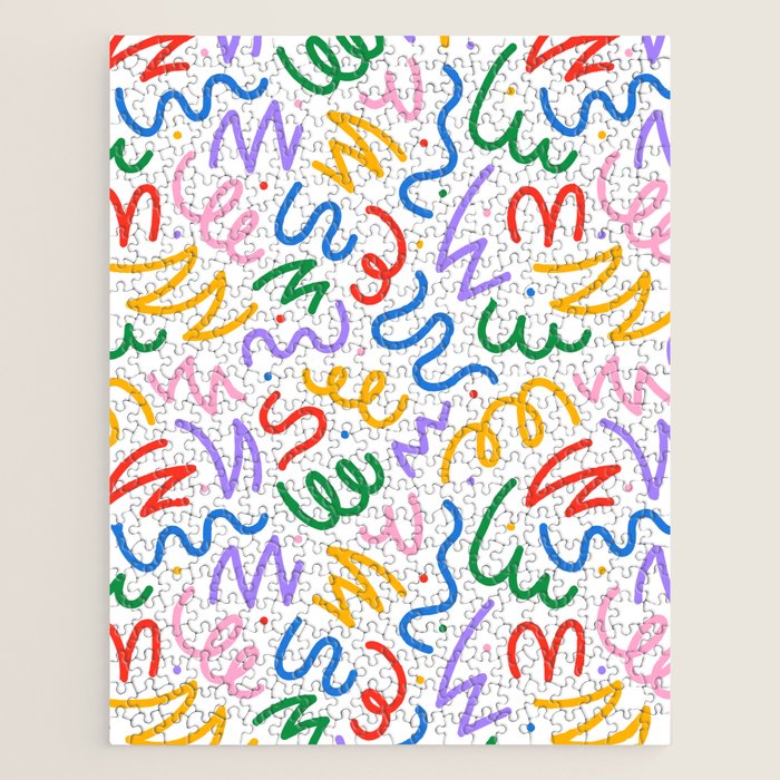 Colorful fun line doodle art pattern Jigsaw Puzzle Gallery Image 1