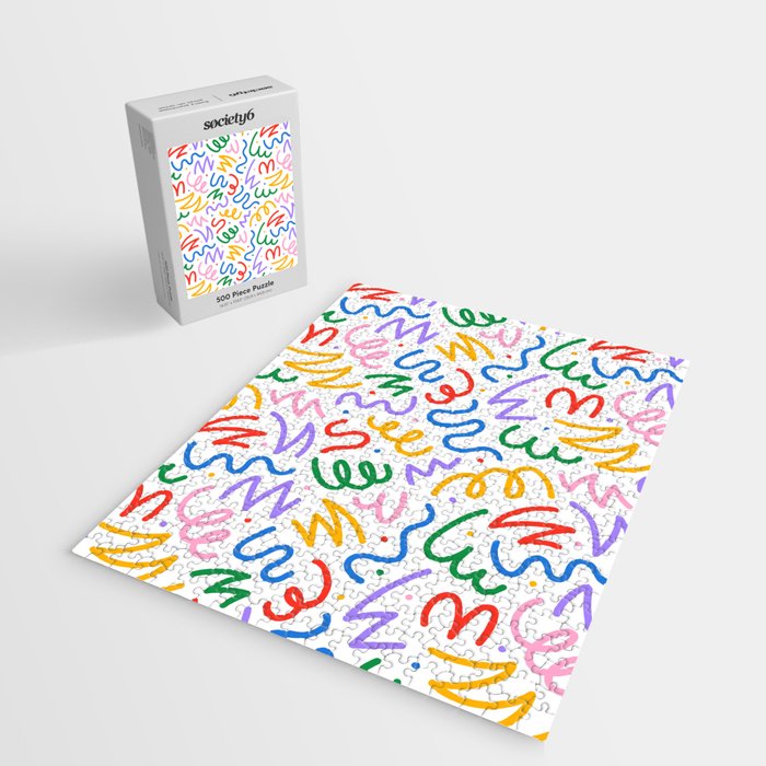 Colorful fun line doodle art pattern Jigsaw Puzzle Gallery Image 2