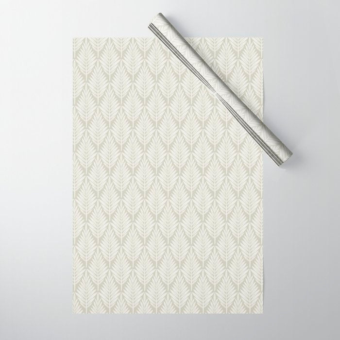 Linocut Palm Leaves . Neutral Wrapping Paper Gallery Image 1