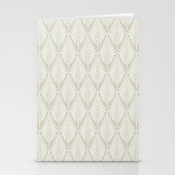 Linocut Palm Leaves . Neutral Stationery Card Gallery Image 1