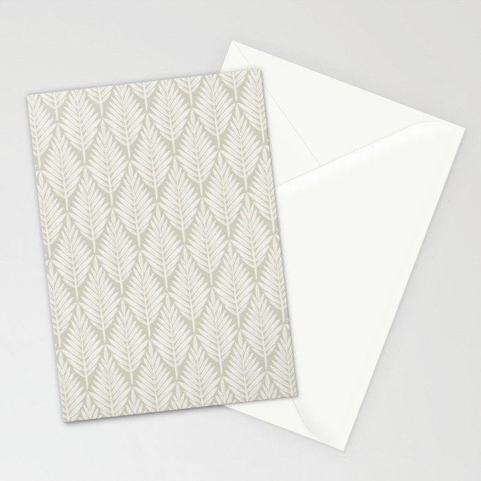 Linocut Palm Leaves . Neutral Stationery Card Gallery Image 2