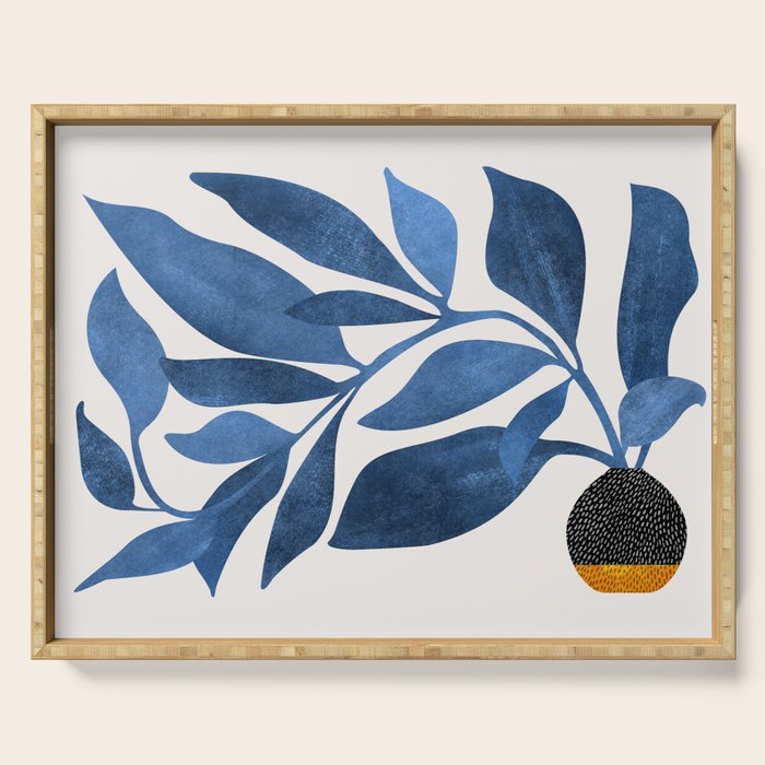 Indigo Ivy Houseplant Painting Serving Tray Gallery Image 1