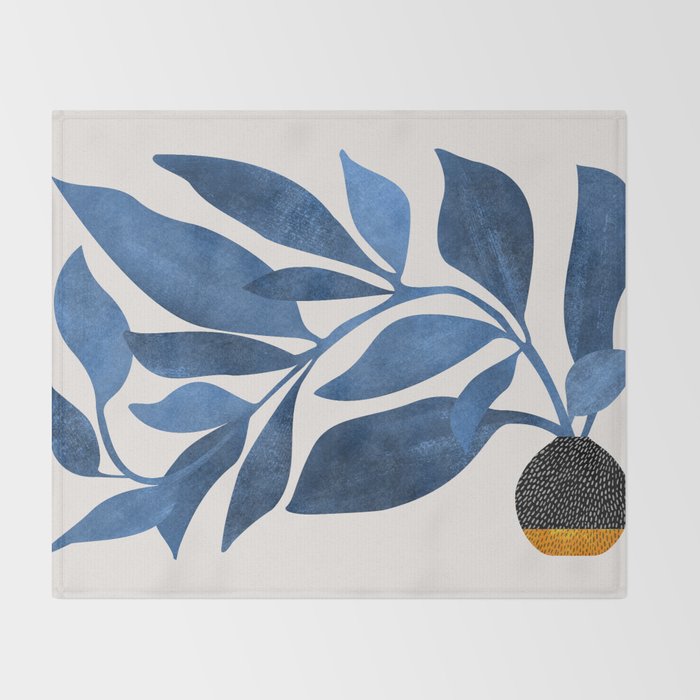 Indigo Ivy Houseplant Painting Throw Blanket Gallery Image 2