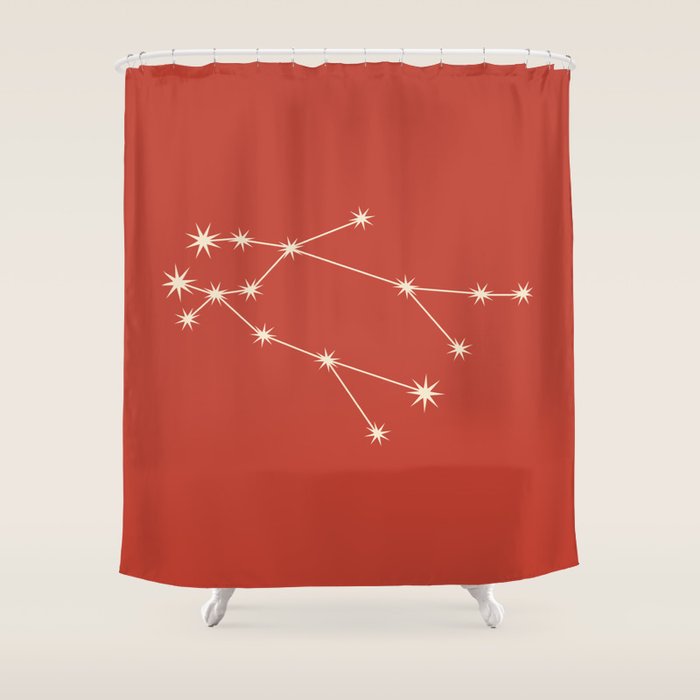 Gemini Zodiac Star Constellation Line Art Red Shower Curtain Gallery Image 1