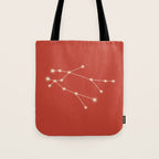 Gemini Zodiac Star Constellation Line Art Red Tote Bag Gallery Image 1