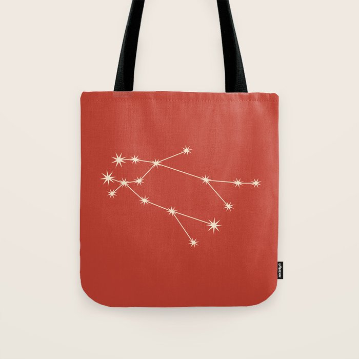 Gemini Zodiac Star Constellation Line Art Red Tote Bag Gallery Image 1