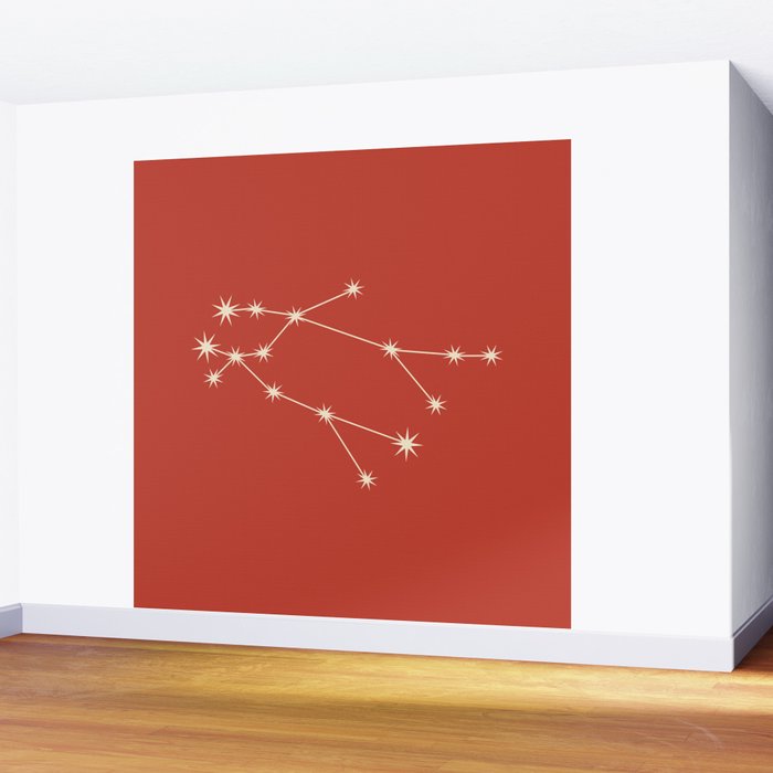 Gemini Zodiac Star Constellation Line Art Red Wall Mural Gallery Image 2