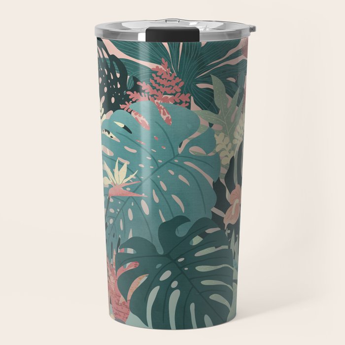 Tropical Tendencies on Peach and Green Travel Mug Gallery Image 1