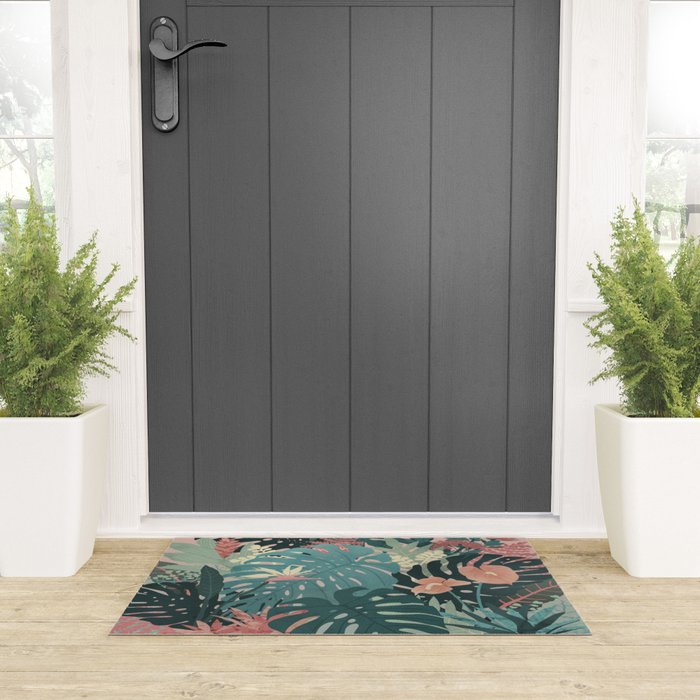 Tropical Tendencies on Peach and Green Welcome Mat Gallery Image 3