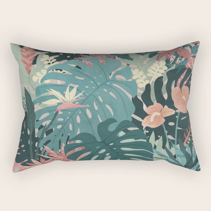 Tropical Tendencies on Peach and Green Rectangular Pillow Gallery Image 1