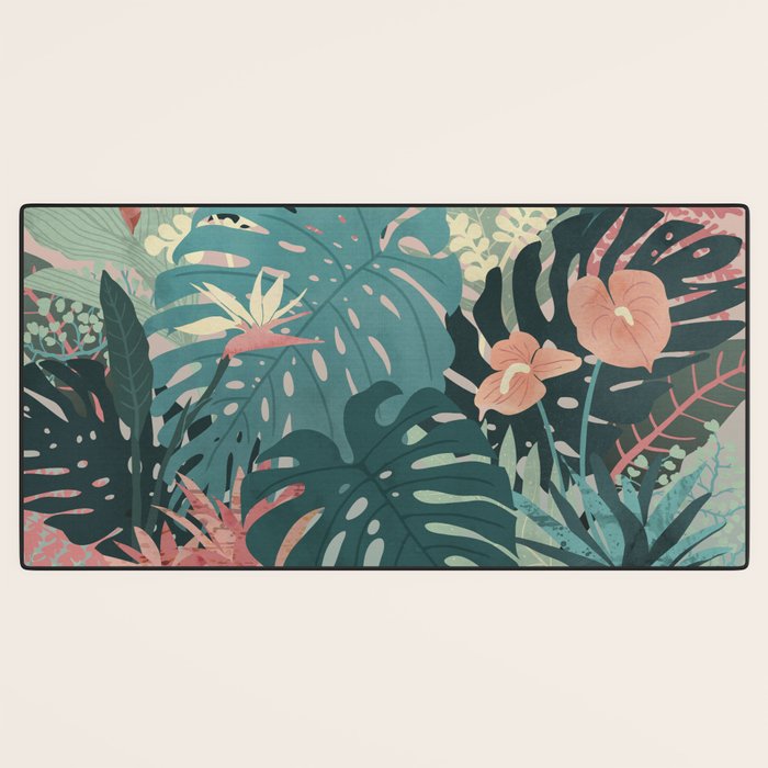Tropical Tendencies on Peach and Green Desk Mat Gallery Image 3