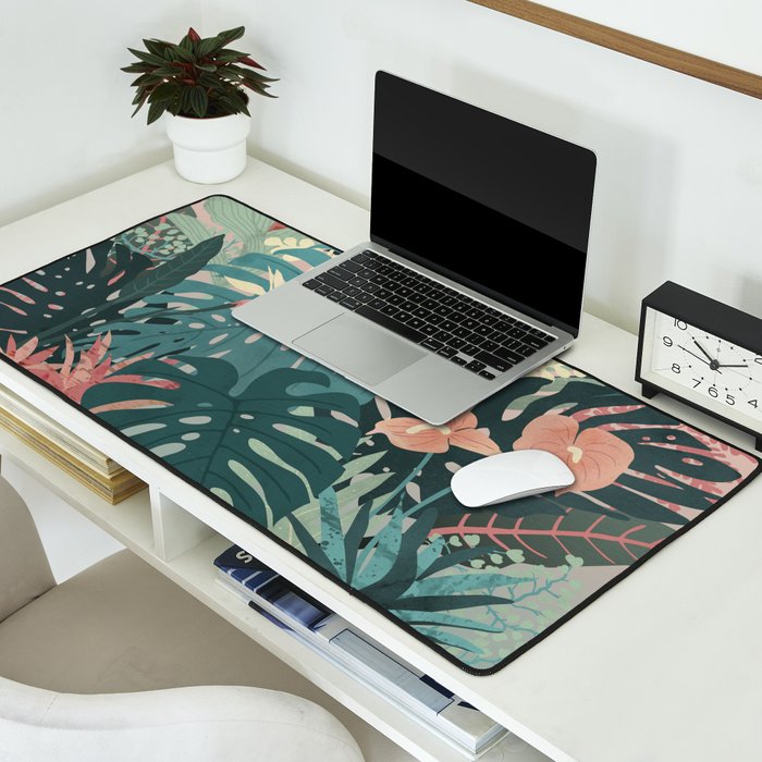 Tropical Tendencies on Peach and Green Desk Mat Gallery Image 2