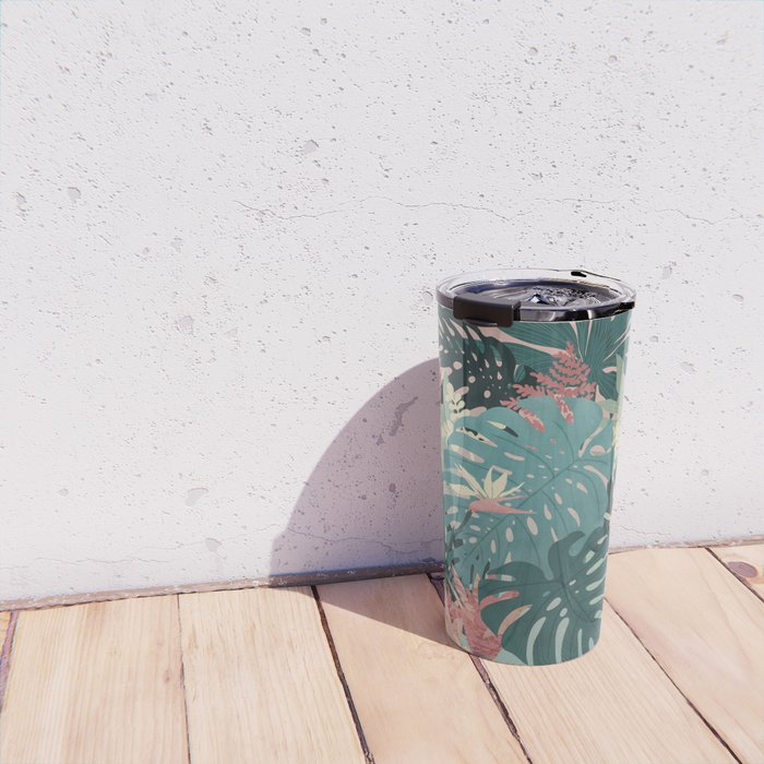 Tropical Tendencies on Peach and Green Travel Mug Gallery Image 4
