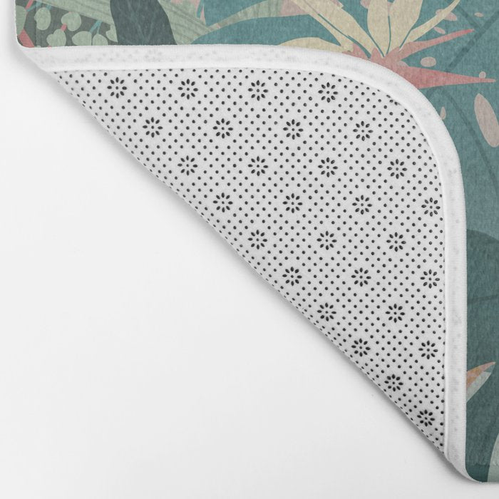 Tropical Tendencies on Peach and Green Bath Mat Gallery Image 2