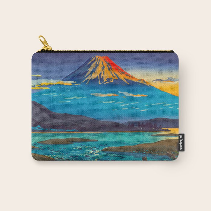 Tsuchiya Koitsu Tokaido Fujikawa Japanese Woodblock Print Sunset Colorful Hues Mountain Landscape Carry All Pouch Gallery Image 1