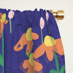 Orange Flowers on Indigo Window Curtain Gallery Image 2