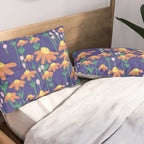 Orange Flowers on Indigo Pillow Sham Gallery Image 2