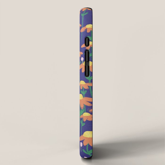 Orange Flowers on Indigo iPhone Case Gallery Image 2