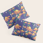 Orange Flowers on Indigo Pillow Sham Gallery Image 3