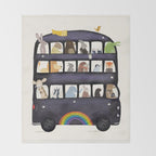 the rainbow bus Throw Blanket Gallery Image 2