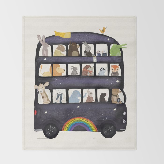 the rainbow bus Throw Blanket Gallery Image 2