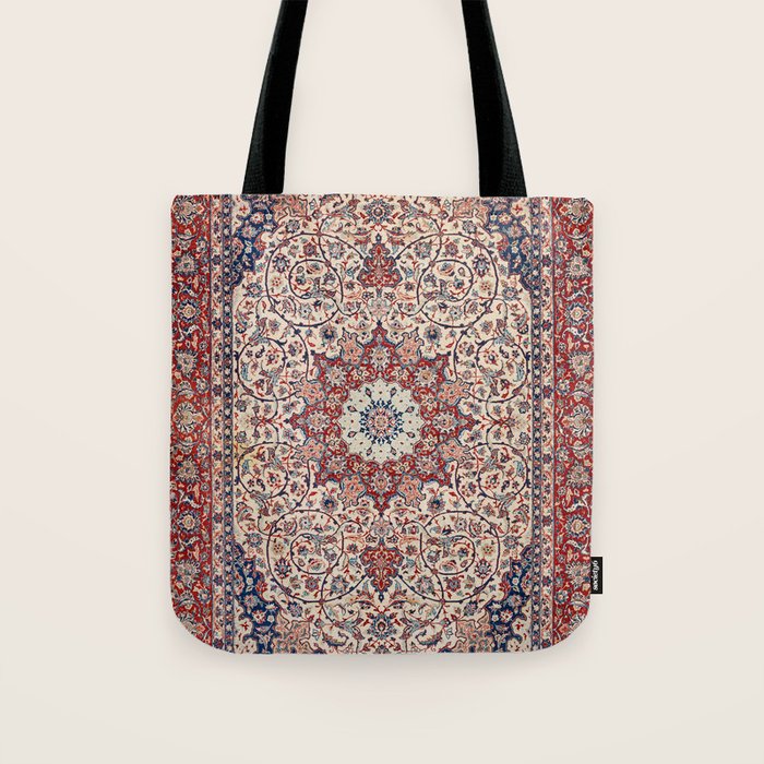 Esfahan Central Persian Antique Rug Print Tote Bag Gallery Image 1