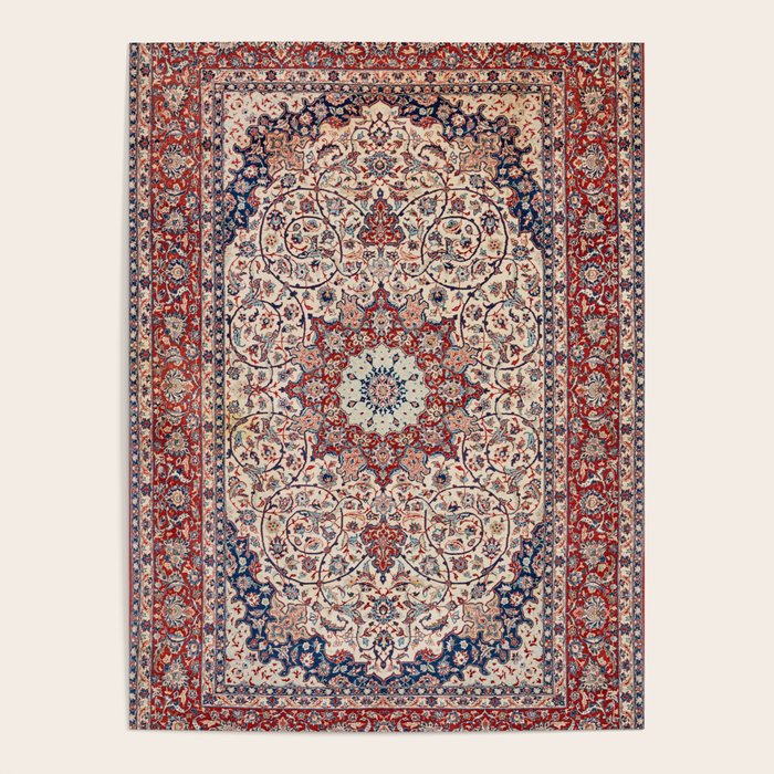 Esfahan Central Persian Antique Rug Print Poster Gallery Image 1