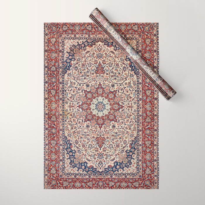 Esfahan Central Persian Antique Rug Print Wrapping Paper Gallery Image 1