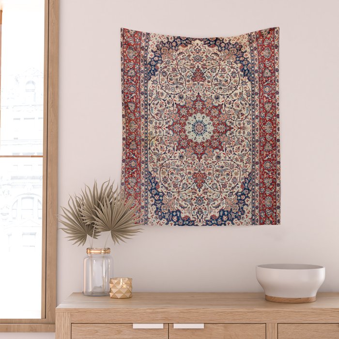 Esfahan Central Persian Antique Rug Print Wall Tapestry Gallery Image 2