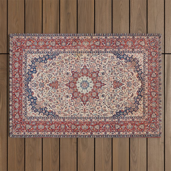 Esfahan Central Persian Antique Rug Print Outdoor Rug Gallery Image 1