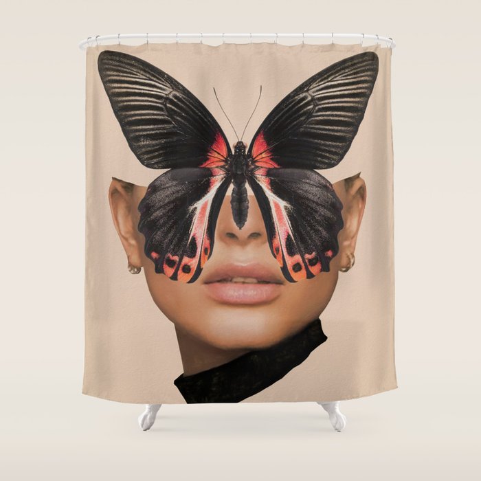 BLACK BUTTERFLY 3 Shower Curtain Gallery Image 1