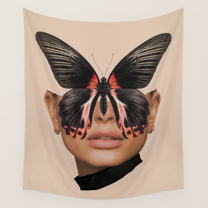 BLACK BUTTERFLY 3 Wall Tapestry Gallery Image 4