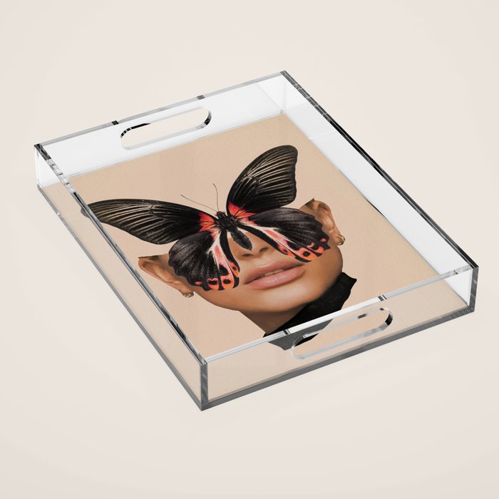 BLACK BUTTERFLY 3 Acrylic Tray Gallery Image 1